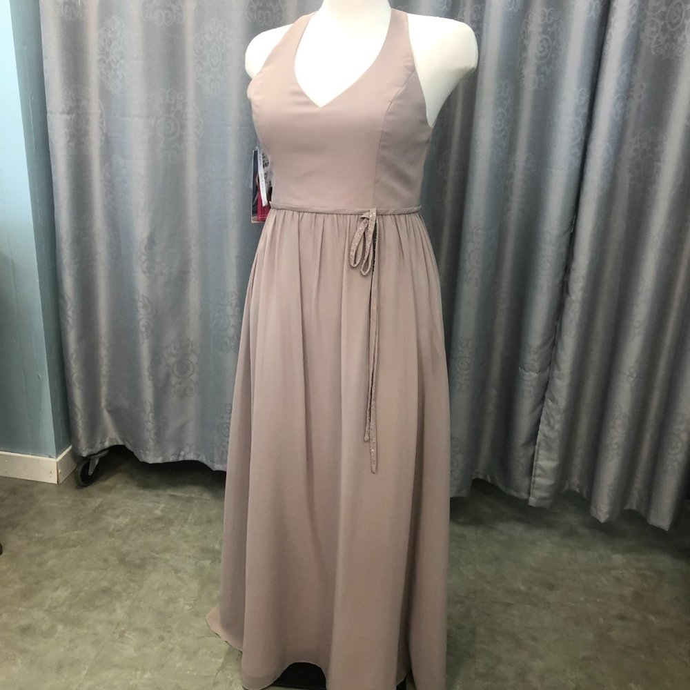 New Stone Taupe Champagne Racerback Dress, Aline Bridesmaid Formal Cruise